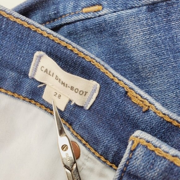 Madewell Cali Demi Boot Women Jeans Raw Hem Edition 28 Zip Fly High Waist - Picture 9 of 13